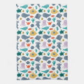 Cute Waterverf Ocean Animals Patroon Theedoek (Verticaal)