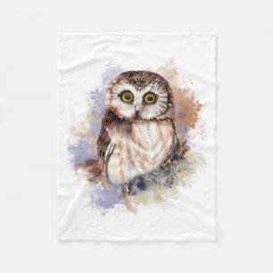 Cute Waterverf Owl Bird Natuur art Fleece Deken