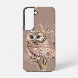 Cute Waterverf Owl Bird Wildlife Art iPhone 14 C Samsung Galaxy Hoesje