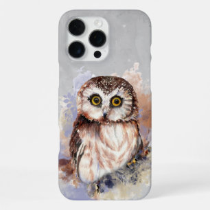 Cute Waterverf Owl Bird Willife Art iPhone 16 Pro Max Hoesje