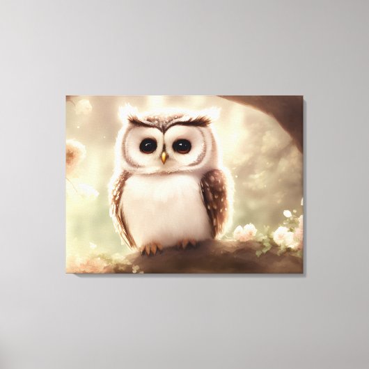 Cute waterverf owl canvas afdruk (Voorkant)