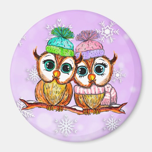 Cute Waterverf Owls Kitchen koelkast Magneet (Voorkant)