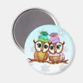 Cute Waterverf Owls Kitchen koelkast Magneet (Voorkant / Achterkant)