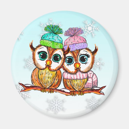 Cute Waterverf Owls Kitchen koelkast Magneet (Voorkant)