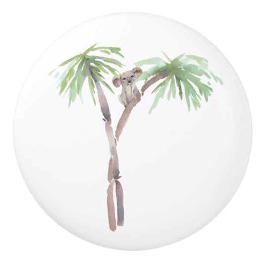 Cute Waterverf Palm Tree Koala Beer Ceramic Knob. Keramische Knop (Voorkant)