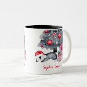 Cute Waterverf Penguin Two Tone Kerstmis Mok (Voorkant rechts)