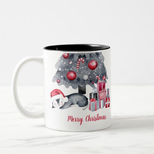 Cute Waterverf Penguin Two Tone Kerstmis Mok (Links)