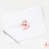 Cute Waterverf Pig Ronde Sticker (Envelop)
