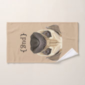 Cute Waterverf Pug Face Definition Bad Handdoek (Handdoek)