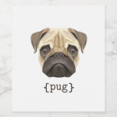 Cute Waterverf Pug Face Definition Wijn Etiket (Enkel label)