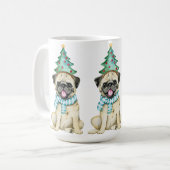Cute Waterverf Pug Kerstmis Koffiemok (Voorkant links)
