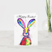 Cute Waterverf Rabbit Bunny Hare Easter Floral Bedankkaart (Voorkant)