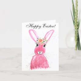 Cute Waterverf Rabbit Bunny Hare Easter Floral Bedankkaart