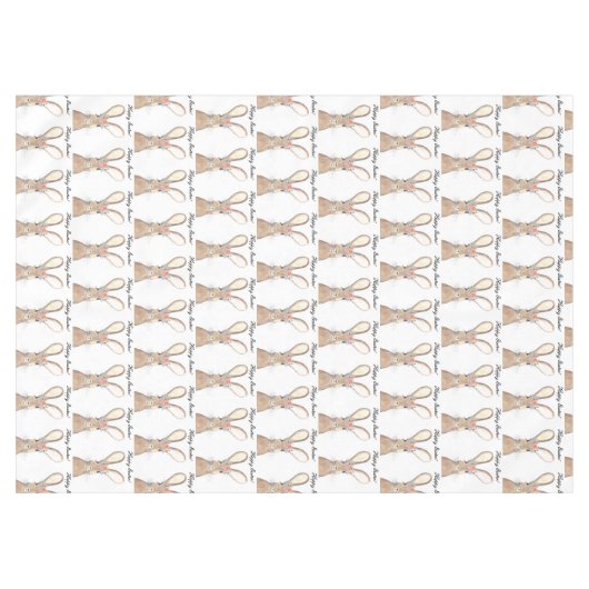 Cute Waterverf Rabbit Bunny Hare Easter Floral Tafelkleed (Voorkant (Horizontaal))