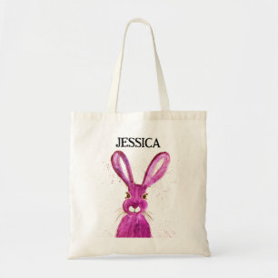 Cute Waterverf Rabbit Bunny Hare Easter Floral Tote Bag