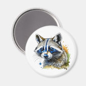 Cute Waterverf Raccin Magneet (Voorkant / Achterkant)