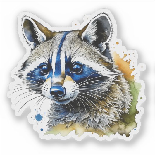 Cute Waterverf Raccin Sticker (Voorkant)