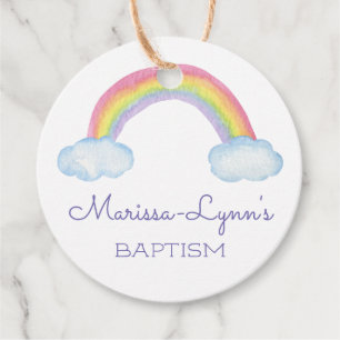 Cute Waterverf Rainbow Baptisme Christening Bedankjes Labels