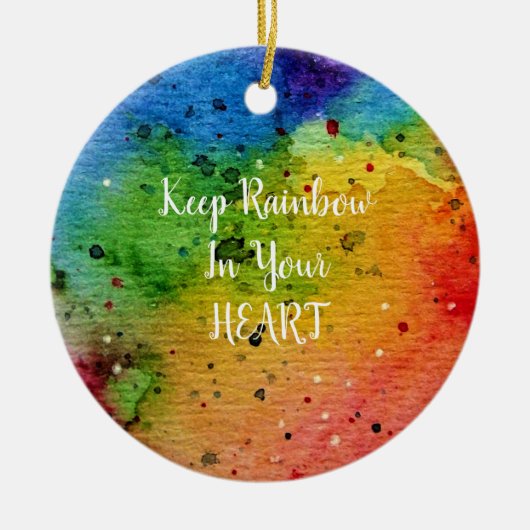 Cute Waterverf Rainbow Heart Keramisch Ornament (Voorkant)