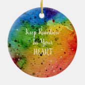 Cute Waterverf Rainbow Heart Keramisch Ornament (Achterkant)