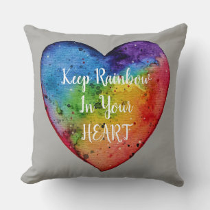 Cute Waterverf Rainbow Heart Kussen