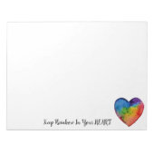 Cute Waterverf Rainbow Heart Notitieblok (Voorkant)