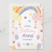 Cute Waterverf Rainbow, Sun and Clouds Birthday Kaart (Voorkant)