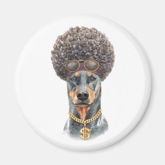 Cute Waterverf Rapper Doberman Magneet