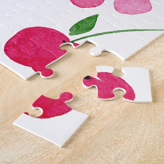 Cute waterverf red cherries patroon legpuzzel (Zijkant)