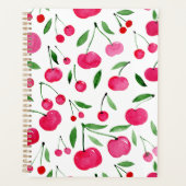 Cute waterverf red cherries patroon planner (Voorkant)