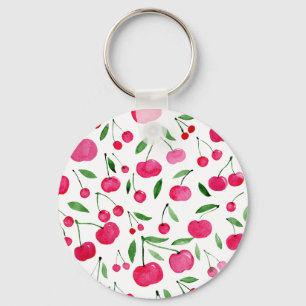 Cute waterverf red cherries patroon sleutelhanger