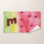 Cute Waterverf Red Green Watermelon Monogram Kinde Bad Handdoek (Handdoek)