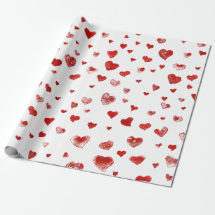 Cute Waterverf Red Hearts Cadeaupapier