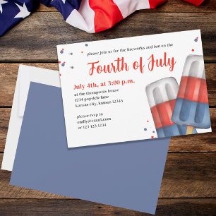 Cute Waterverf Red White Blue Vierde juli Kaart