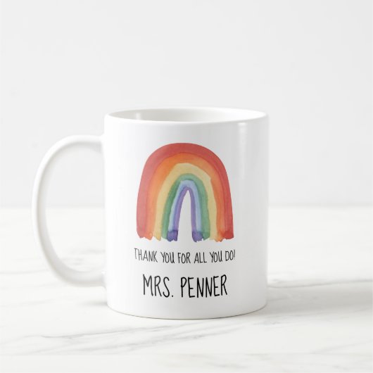 Cute waterverf regenboog bedankt dat je koffie mok (Links)