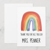 Cute waterverf regenboog bedankt sleutelhanger (Voorkant / Achterkant)