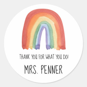 Cute waterverf regenboog dank je cadeau  ronde sticker