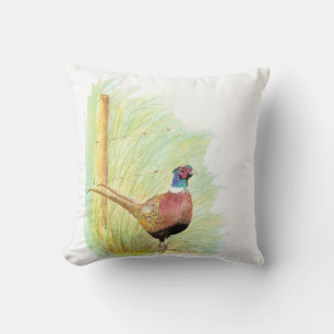 Cute Waterverf Ring-Necked Pheasant Bird Kussen