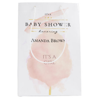 Cute Waterverf Roze katoenhoudend Snoep Baby showe Medium Cadeauzakje