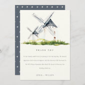 Cute Waterverf Rustic Boerderij Windmill Theme Wed Bedankkaart (Voorkant / Achterkant)