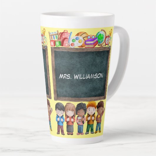 Cute Waterverf School Chalkboard Latte Mok (Rechterhoek)