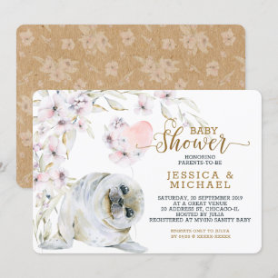 Cute Waterverf Seal Gender Neutral Baby shower Kaart