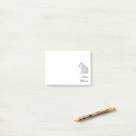 Cute Waterverf Silver Fox Post-it® Notes (Op bureau)