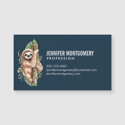 Cute Waterverf Sloth & Tropical Leaves (Voorkant)