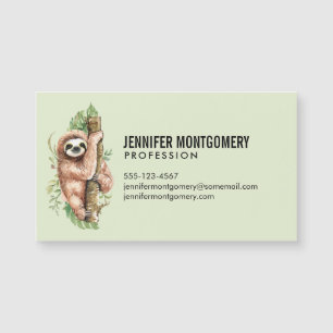 Cute Waterverf Sloth & Tropical Leaves