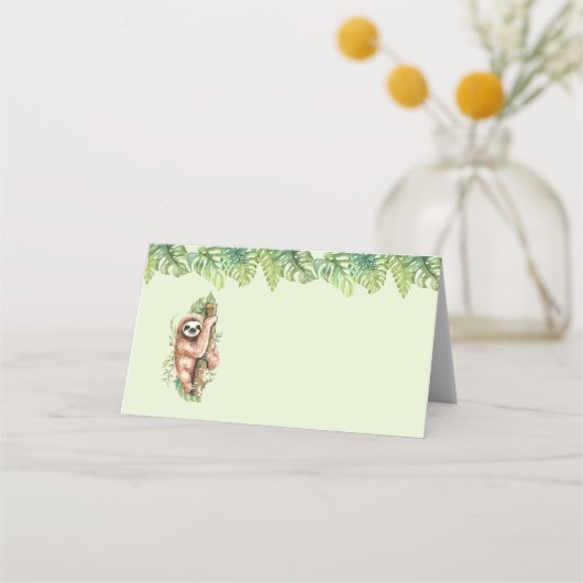 Cute Waterverf Sloth & Tropical Leaves (Voorkant)