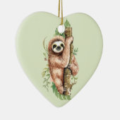 Cute Waterverf Sloth & Tropical Leaves Keramisch Ornament (Rechts)