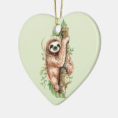Cute Waterverf Sloth & Tropical Leaves Keramisch Ornament (Links)
