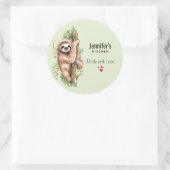 Cute Waterverf Sloth & Tropical Leaves Kitchen Ronde Sticker (Tas)