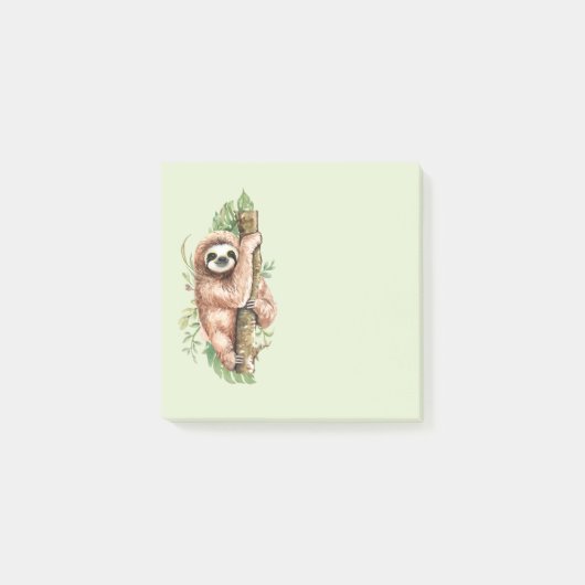 Cute Waterverf Sloth & Tropical Leaves Post-it® Notes (Voorkant)